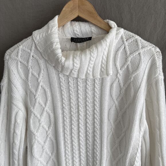 Vintage Forever Creative Chunky Cable Knit Sweater White Coastal Grandma Size XL - Picture 2 of 11